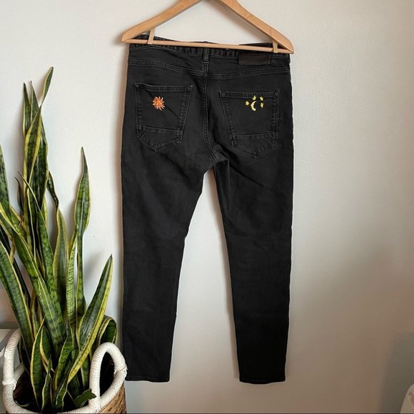 Scotch & Soda Denim - Scotch and Soda Skims Skinny Jeans Hand Embroidered Black Denim Jeans